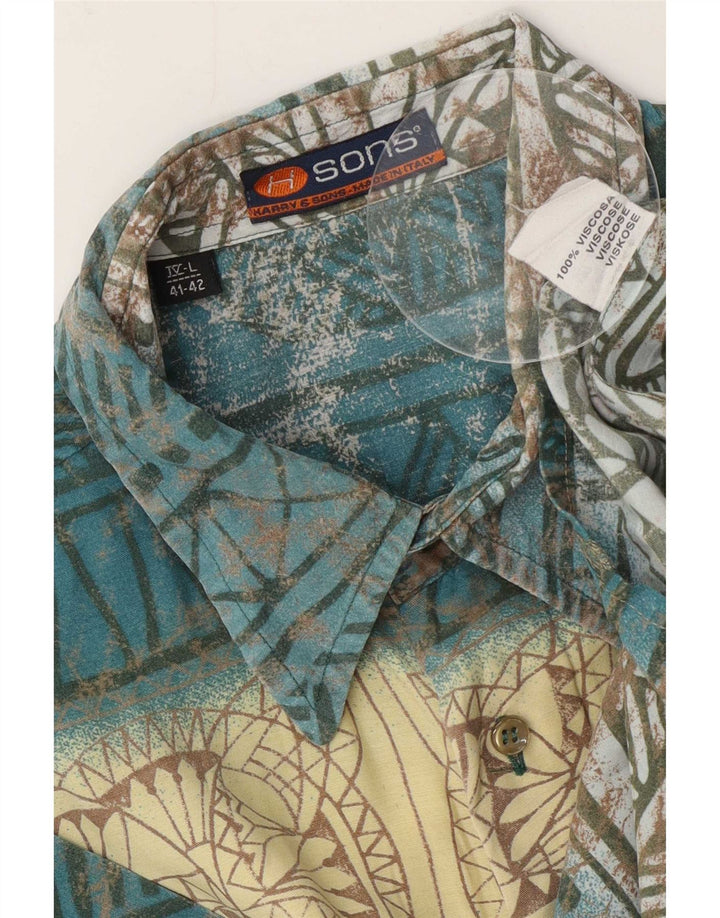 Harry & Sons Mens Shirt Size 41/42 Large Multicoloured Geometric