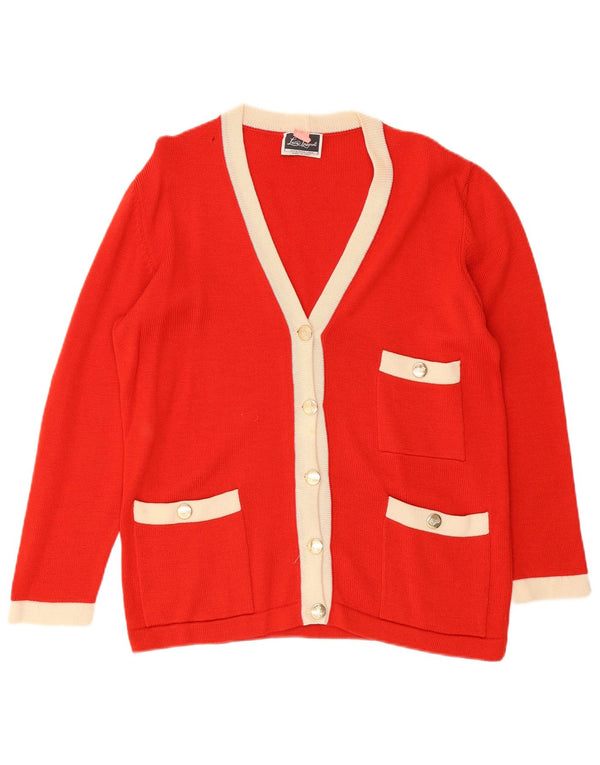 Luisa Spagnoli Womens Cardigan Sweater UK 16 Large Red Colourblock Wool