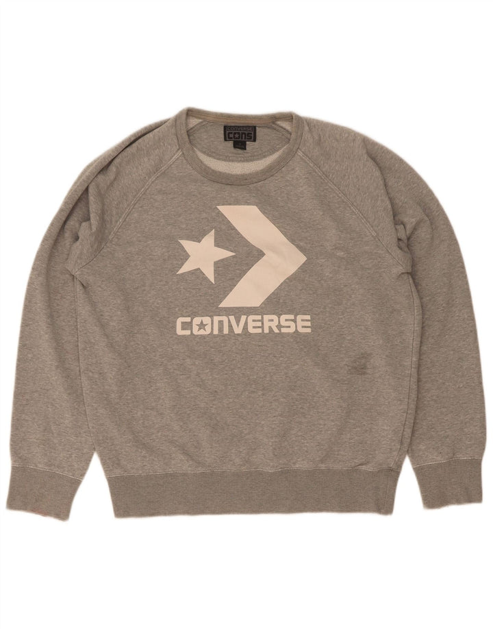 Converse Womens Graphic Sweatshirt Jumper UK 14 Medium Grey Cotton