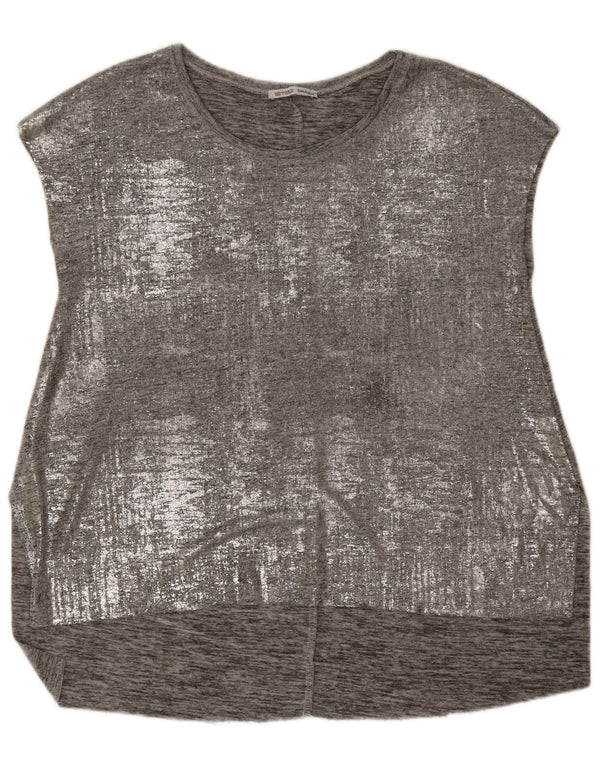 Top in camicetta senza maniche da donna Zara UK 14 Grigio medio
