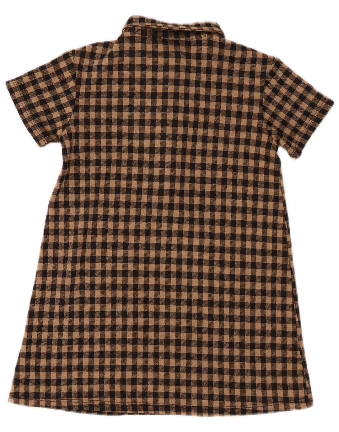 Zara Girls Short Sleeve Pullover Shirt Dress 7-8 Years Brown Gingham