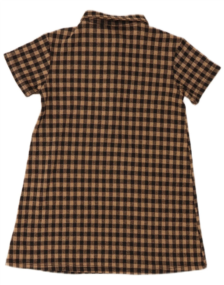 Zara Girls Short Sleeve Pullover Shirt Dress 7-8 Years Brown Gingham