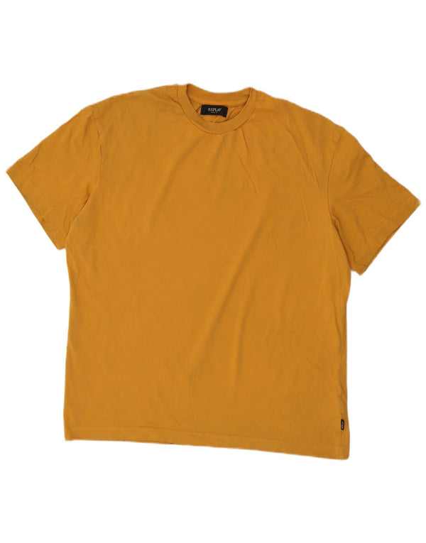 Replay Mens Graphic T-Shirt Top 2XL Yellow Cotton