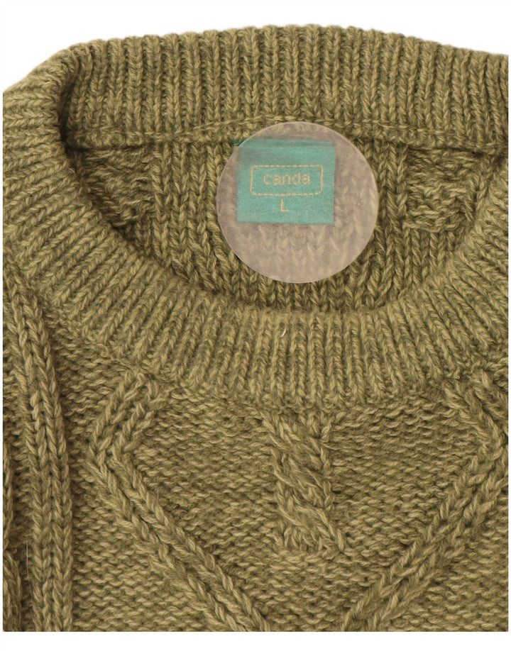 Canda Mens Crew Neck Jumper Sweater Large Green Acrylic