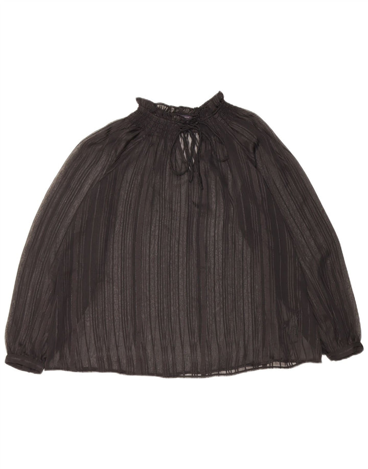Marks & Spencer Womens Oversized Long Sleeve See Through Top UK 6 XS Black