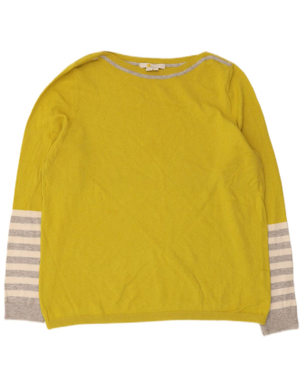 Boden Dame Boat Neck Jumper Sweater UK 12 Medium Gul Stribet Bomuld