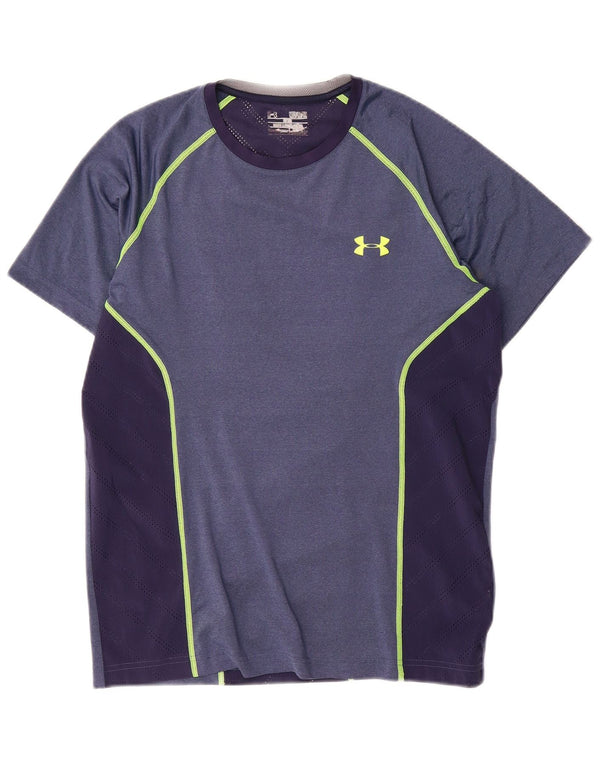 Maglietta Under Armour da uomo Heat Gear Top color block medio blu navy