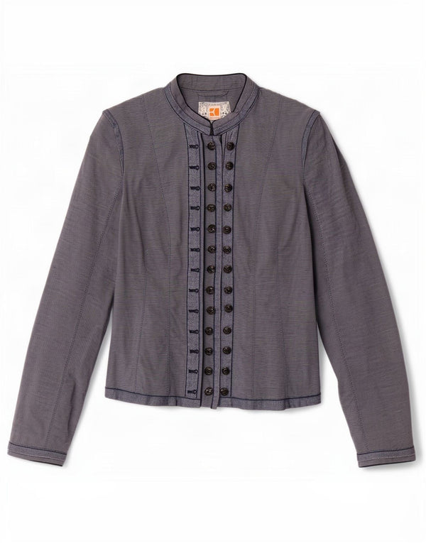 Camicia da donna Hugo Boss Camicetta UK 8 Small Lino gessato blu navy