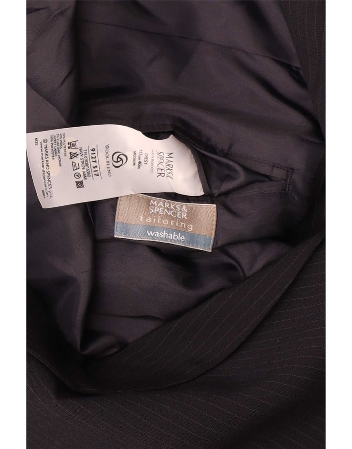 Marks & Spencer Veste blazer à 3 boutons pour homme UK 46 XL Bleu marine à fines rayures