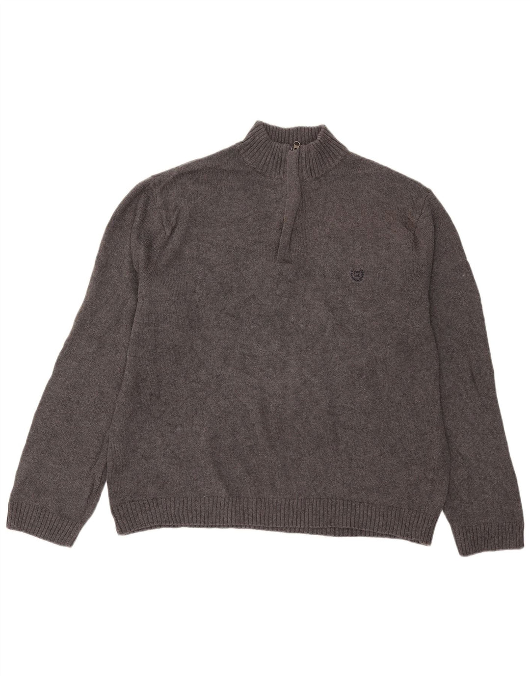 Chaps Herre Zip Neck Jumper Sweater XL Grå Bomuld