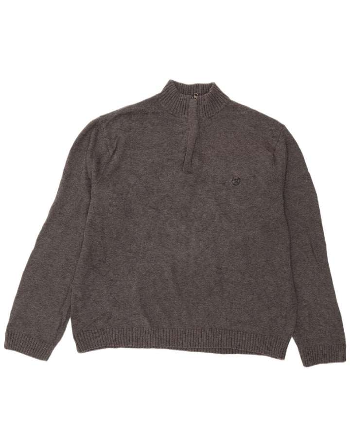 Chaps Herre Zip Neck Jumper Sweater XL Grå Bomuld