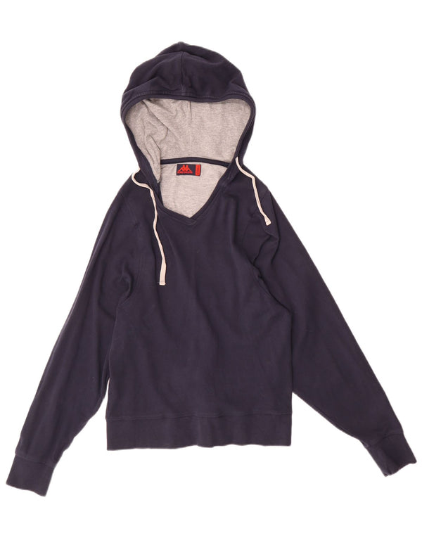 Kappa Womens Hoodie Jumper UK 6 XS Navy Blue Cotton