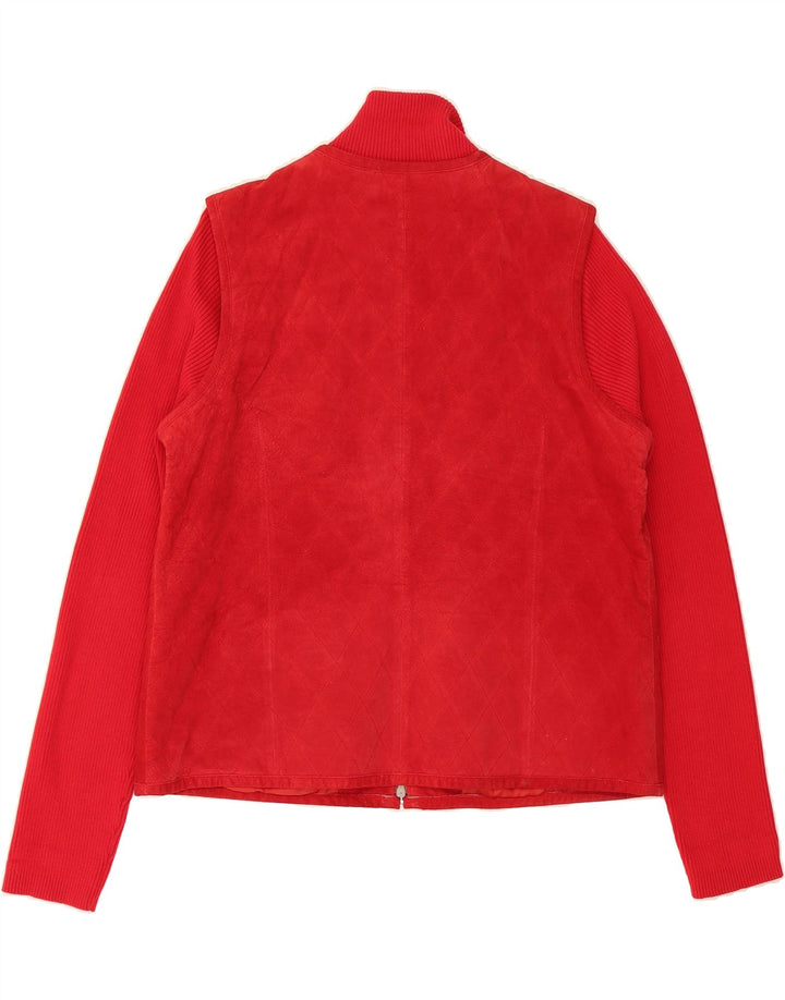CO&EDDY Womens Knit Suede Jacket US 12 Large Red Suede Vintage Co&Eddy and Second-Hand Co&Eddy from Messina Hembry 