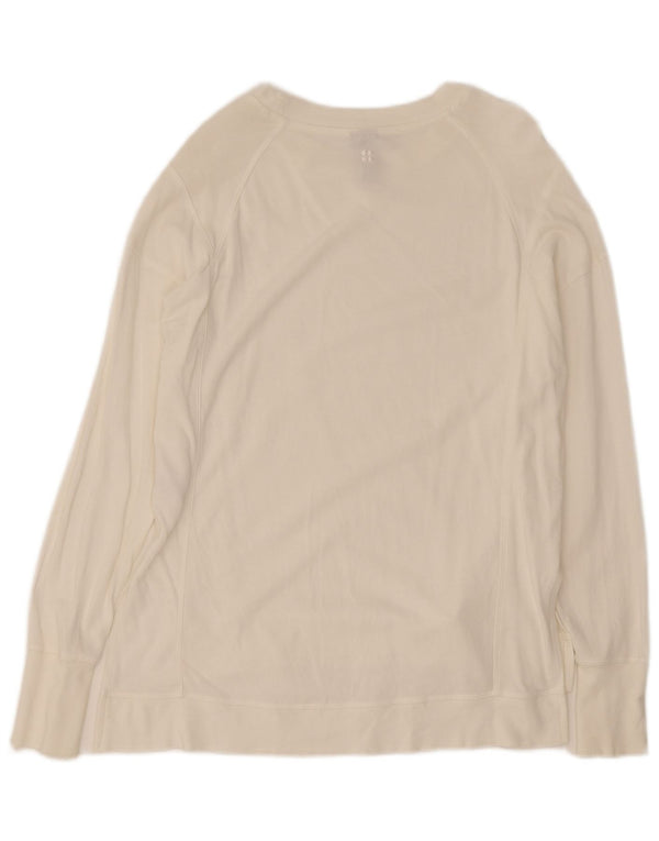 Sweaty Betty Damen-Oversize-Oberteil, langärmelig, UK 6, XS, weiße Baumwolle