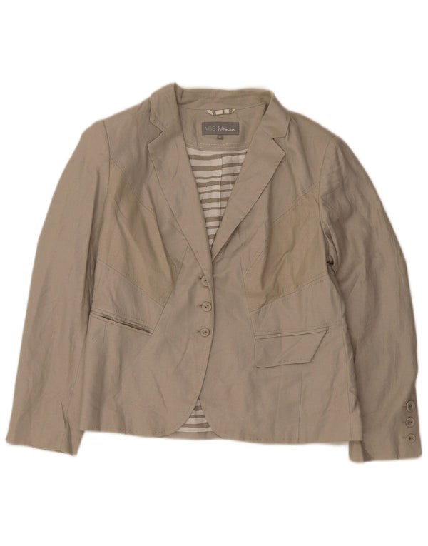 Marks & Spencer Womens 3 Button Blazer Jacket UK 16 Large Green Flax