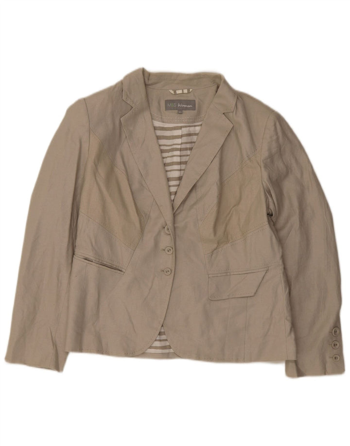 Marks & Spencer Dame 3 Button Blazer Jacket UK 16 Large Green Flax