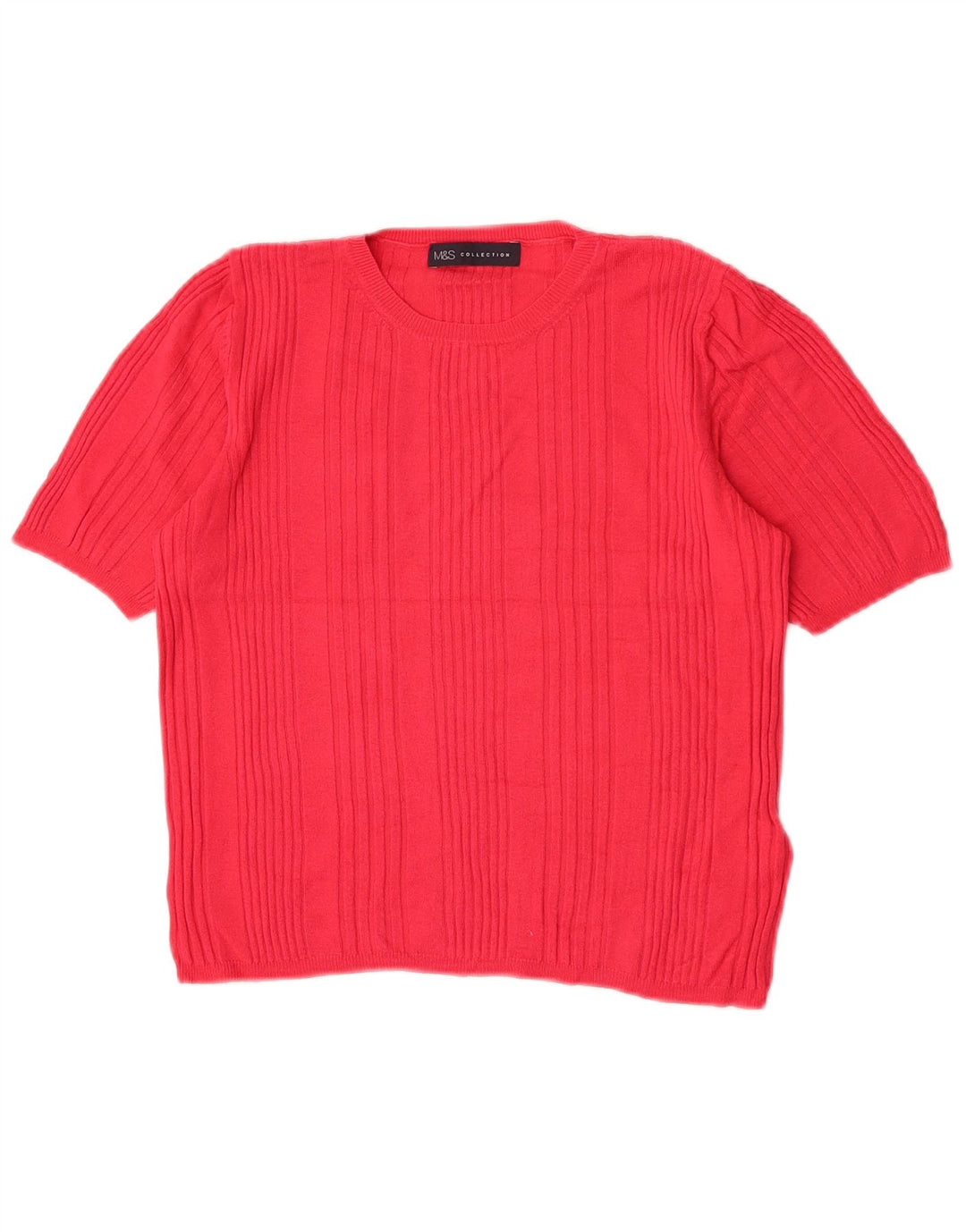 Marks & Spencer Womens Crop Crew Neck Jumper Sweater UK 14 Medium Pink