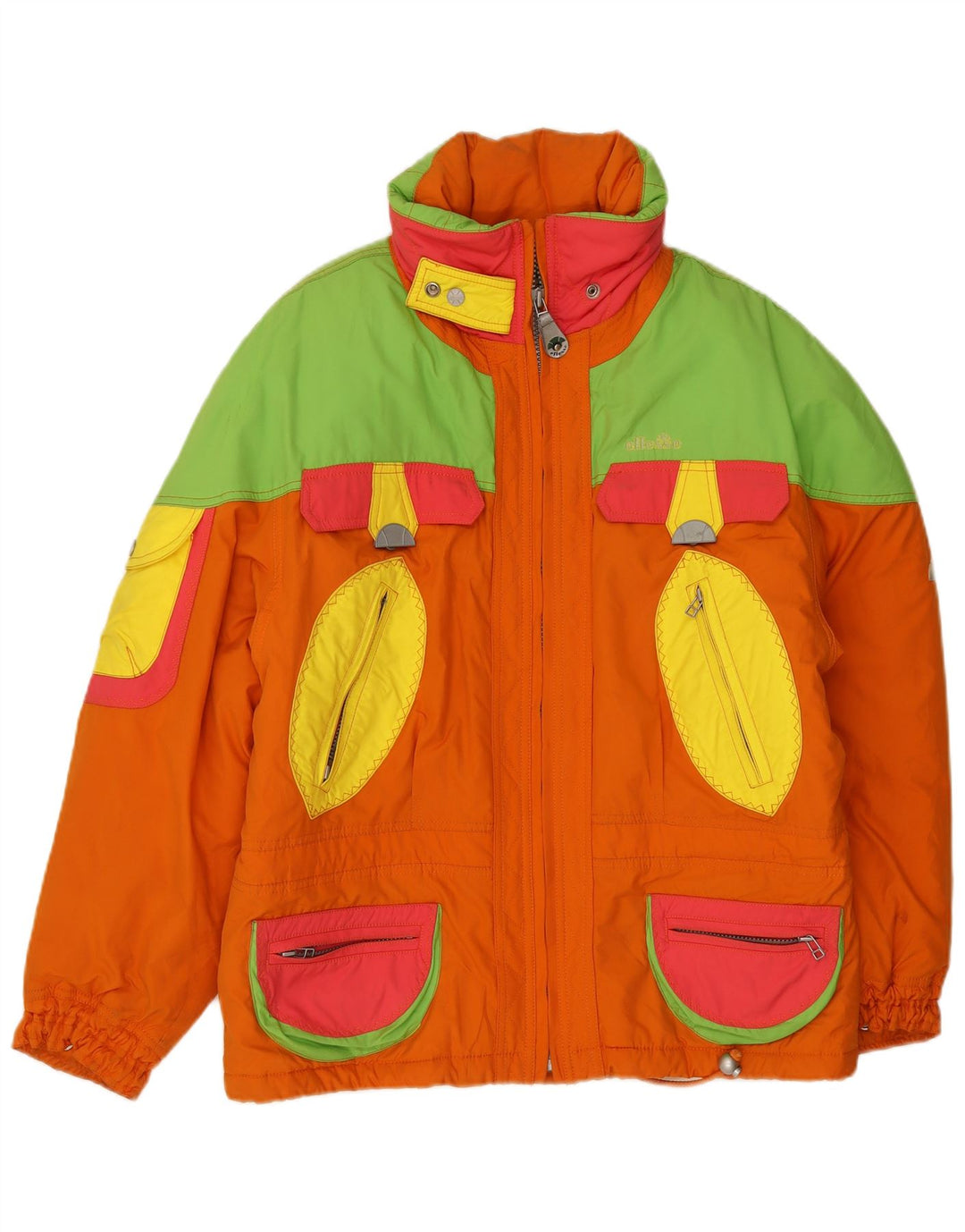 Giacca da sci oversize con cappuccio da donna Ellesse IT 42 Medium Orange Colourblock