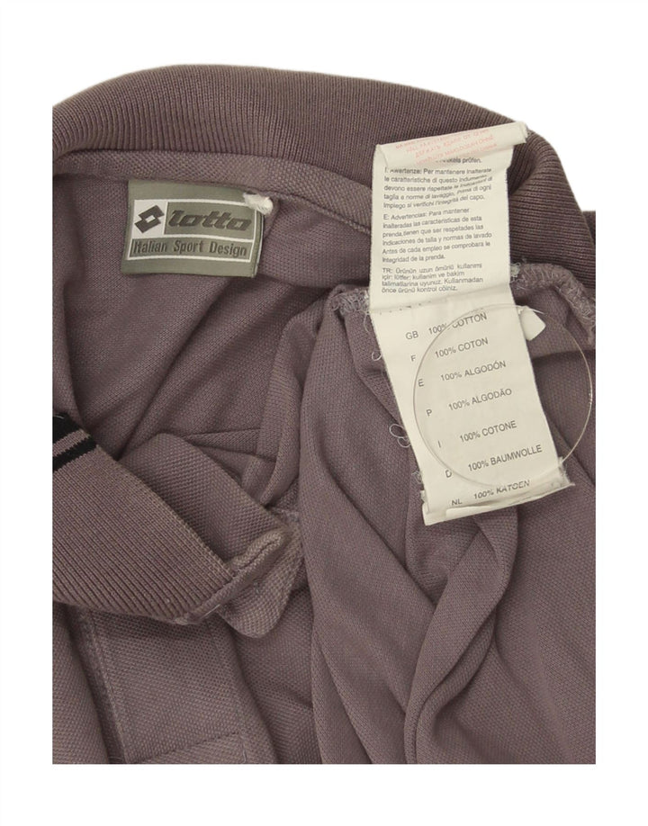 Lotto Mens Long Sleeve Polo Shirt Small Grey Cotton