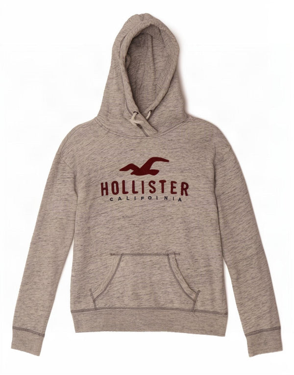 Maglione con cappuccio grafico da donna Hollister UK 6 XS grigio chiazzato