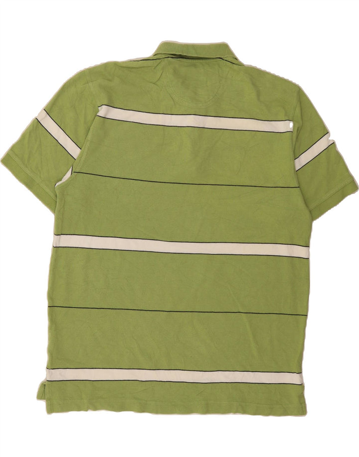 IZOD Mens Polo Shirt Large Green Striped Cotton Vintage Izod and Second-Hand Izod from Messina Hembry 