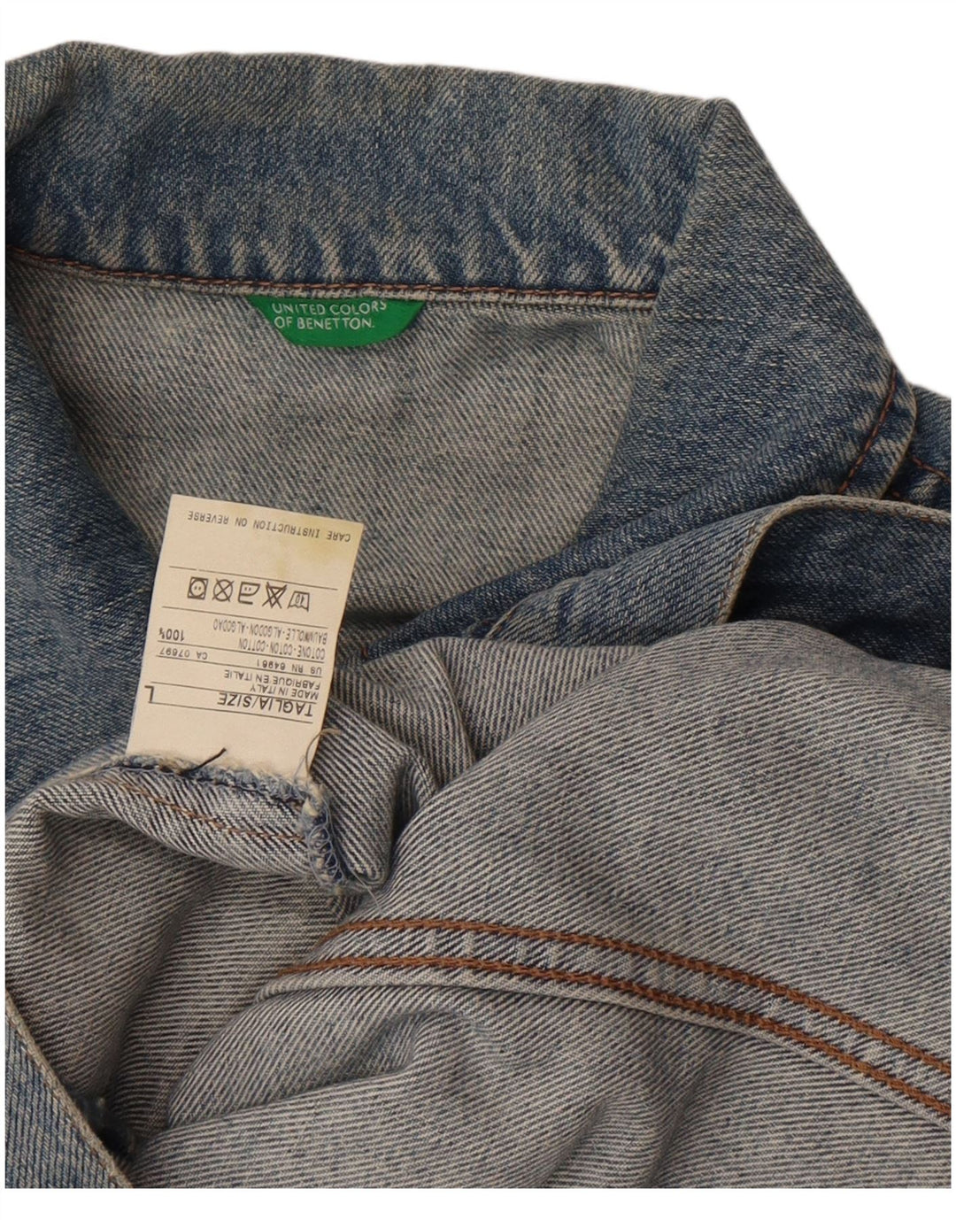 Benetton Womens Denim Jacket UK 14 Large Blue Cotton
