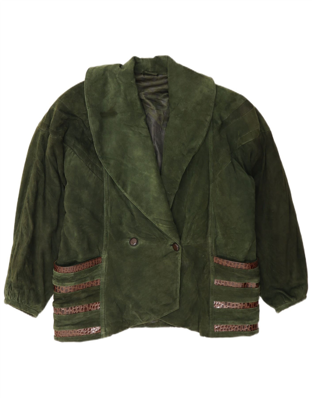 Pancaldi & B Dame dobbeltradet ruskindsjakke IT 42 Medium Khaki