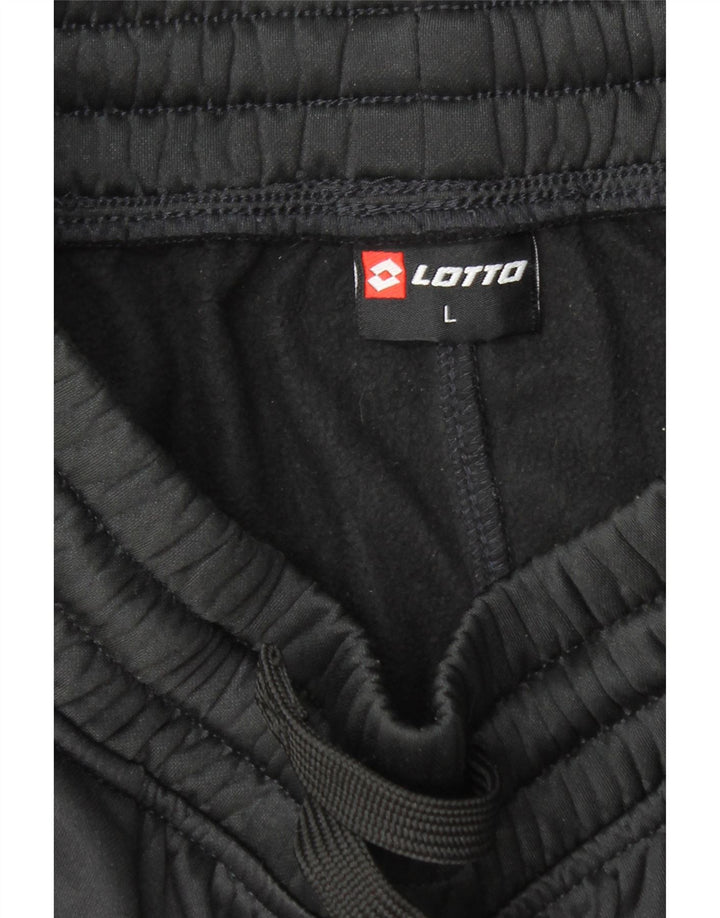 LOTTO Womens Graphic Tracksuit Trousers UK 14 Large  Black Polyester Vintage Lotto and Second-Hand Lotto from Messina Hembry 
