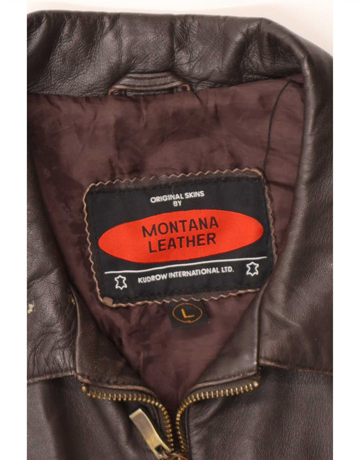 Giacca in pelle da uomo MONTANA UK 40 grande marrone