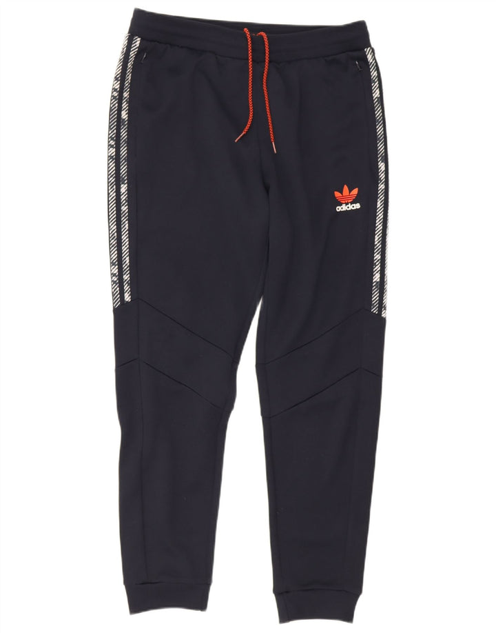 Adidas Mens Graphic Tracksuit Trousers Joggers Large  Navy Blue Polyester