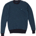 JACK WILLS Pull à col rond pour homme en laine rayée bleu marine