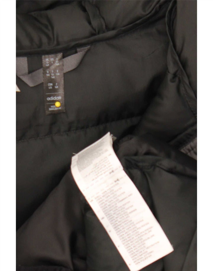 Adidas Boys Hooded Padded Jacket 13-14 Years Grey Colourblock Polyester