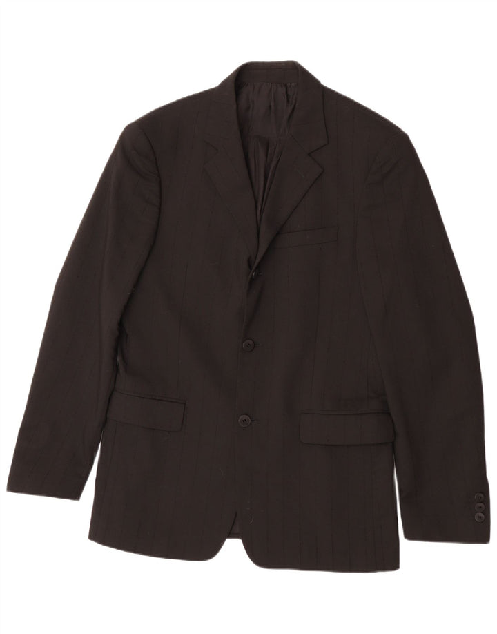 Versace Mens 3 Button Blazer Jacket IT 48 Medium Black Pinstripe Classic