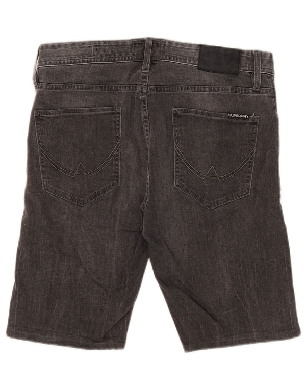 Superdry Mens Corporal Slim Denim Shorts W32 Medium Grey Cotton