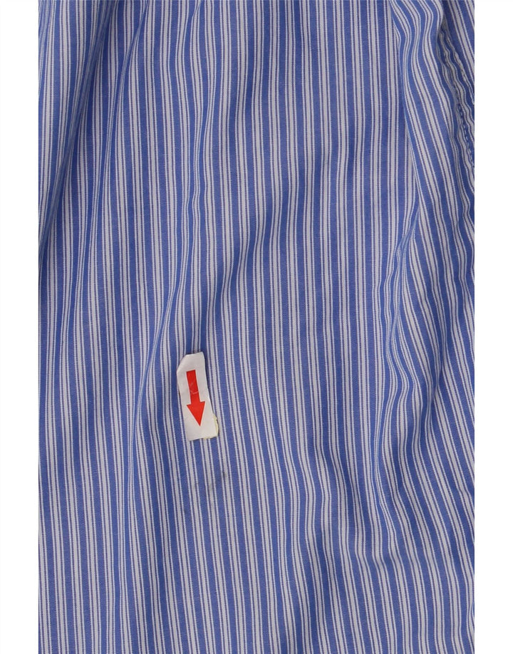 Chaps Mens Easy Care Shirt XL Blue Striped Cotton