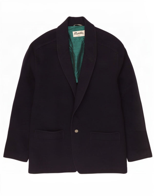 Repórter Jaqueta blazer masculina com 1 botão IT 56 3XL Caxemira azul marinho