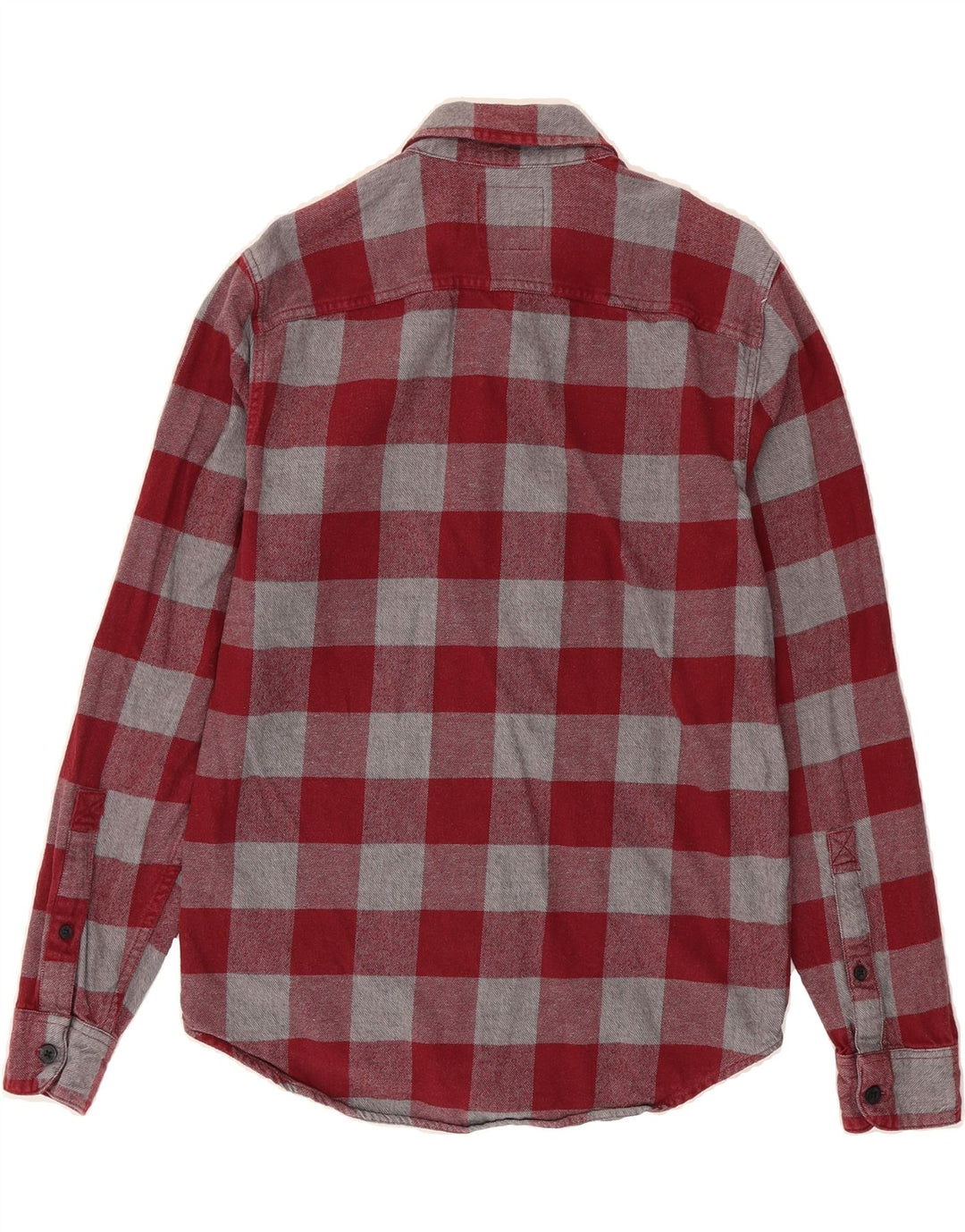HOLLISTER Mens Shirt Small Burgundy Check Cotton Vintage Hollister and Second-Hand Hollister from Messina Hembry 