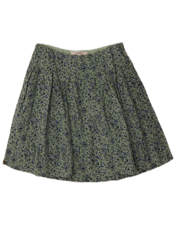 Fat Face Jupe plissée pour femme UK 8 Small W28 Vert Floral Viscose