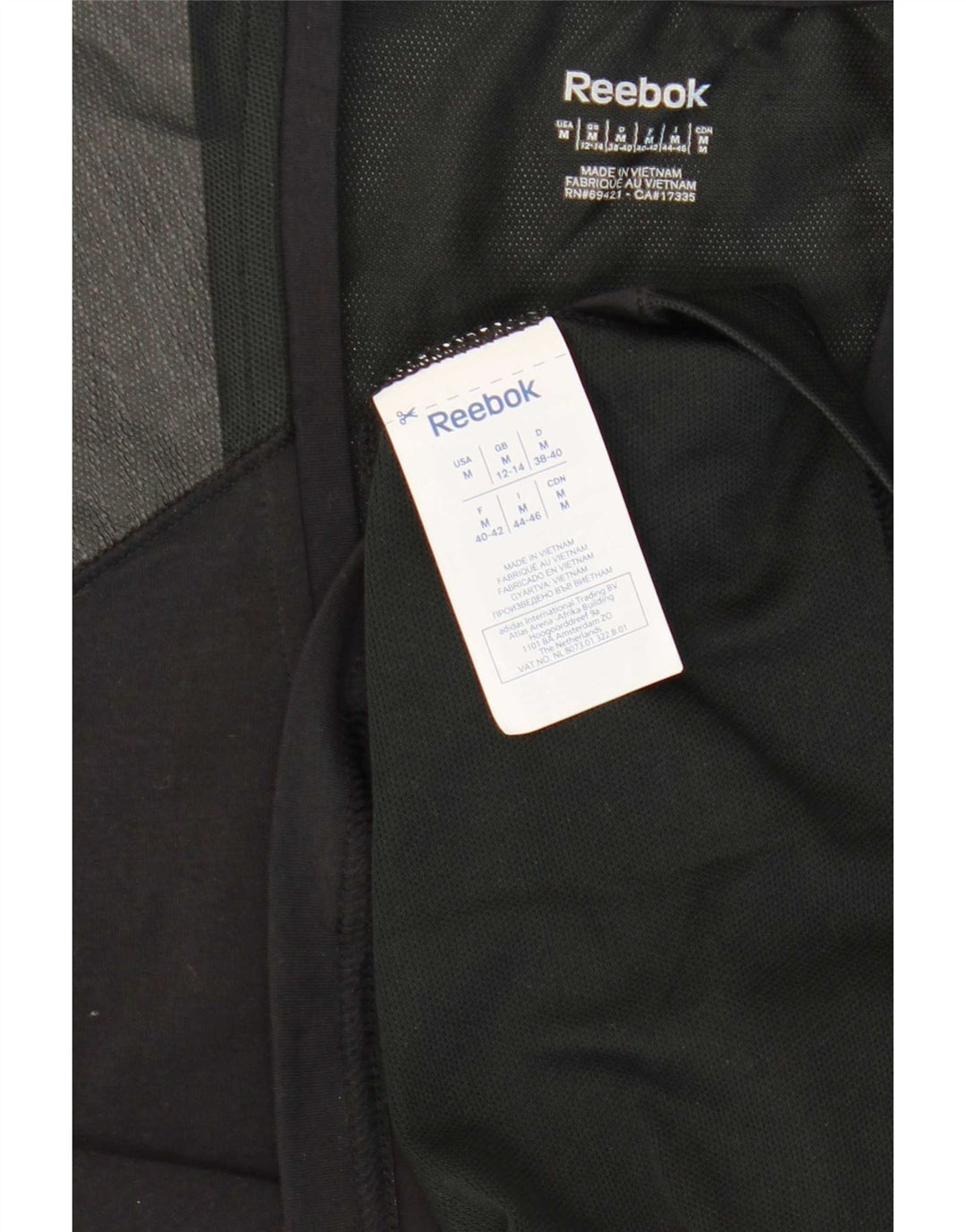 Reebok Womens Vest Top UK 12/14 Medium Black Colourblock Cotton