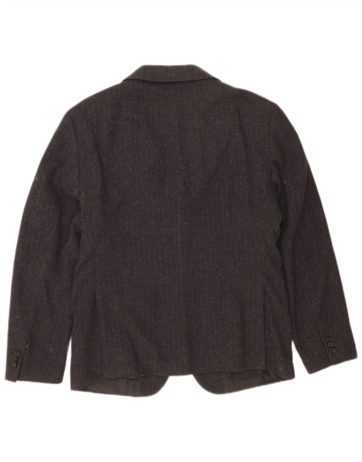 Zara Veste Blazer 2 Boutons Homme EU 52 Grande Laine Rayée Grise