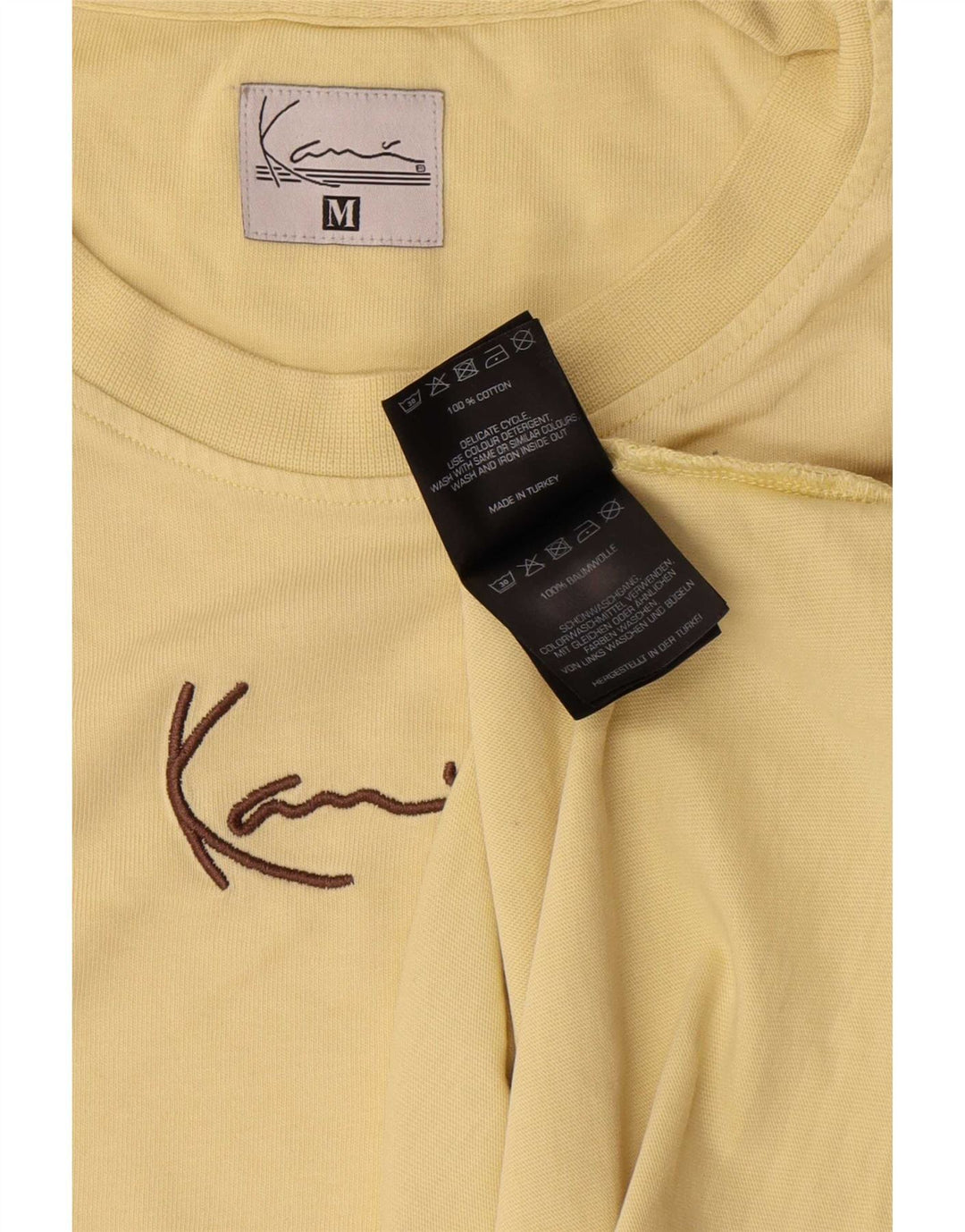 Karl Kani Mens Graphic T-Shirt Top Medium Yellow Cotton