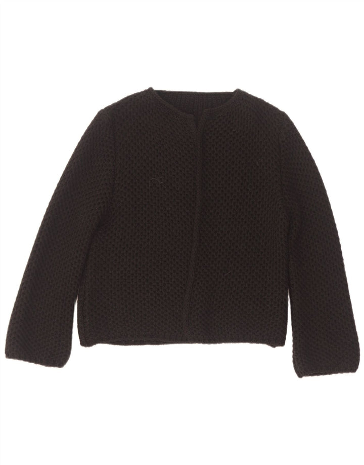Vintage Womens Open Cardigan Sweater UK 14 Medium Black Acrylic