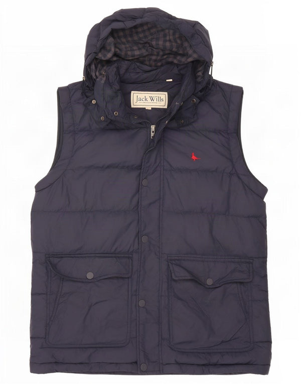 Jack Wills Chaleco acolchado con capucha para hombre UK 38 Medium Azul marino Nylon