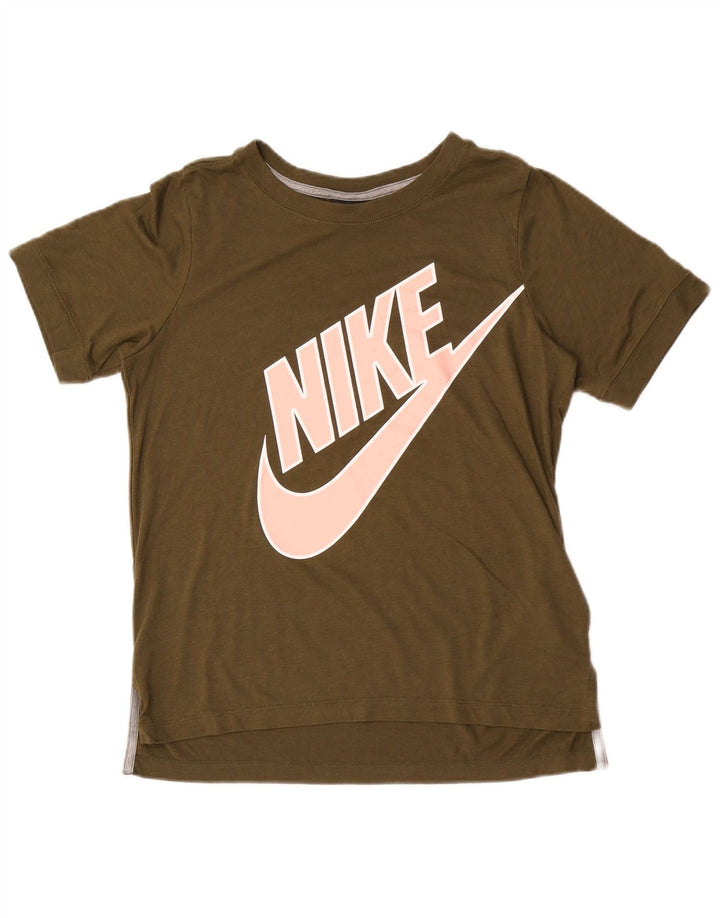 Nike Womens Graphic T-Shirt Top UK 10 Small Khaki Polyester