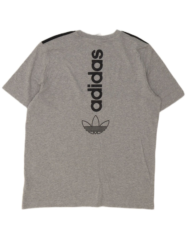 Adidas Mens Graphic T-Shirt Top Large Grey Colourblock Cotton