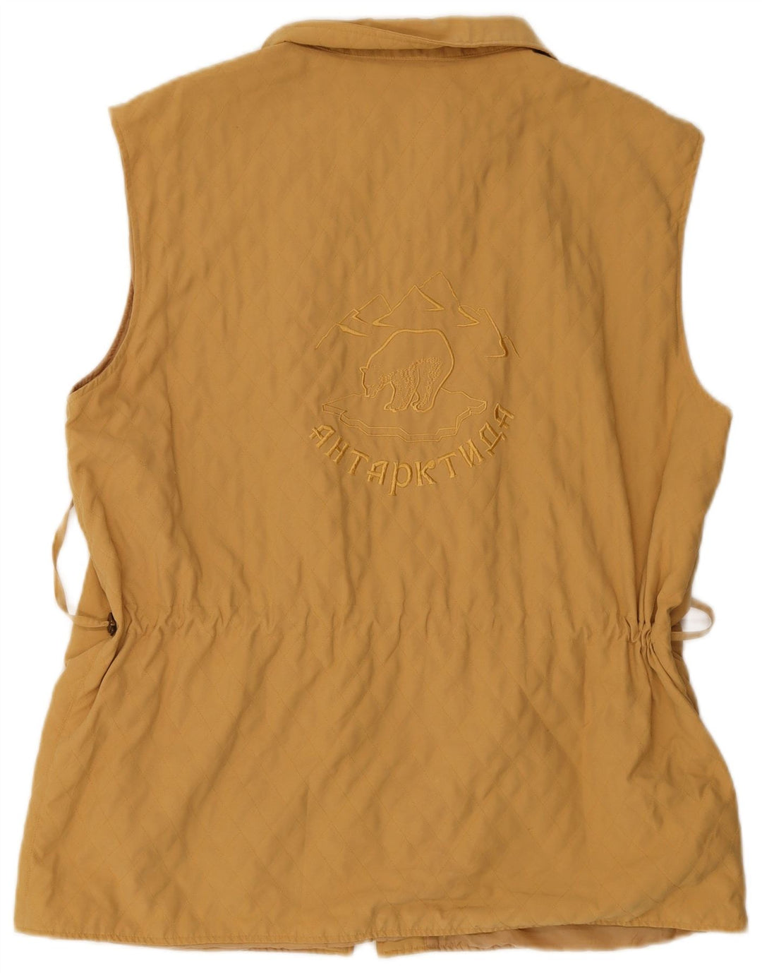 VINTAGE Womens Quilted Gilet UK 20 2XL Beige Polyester