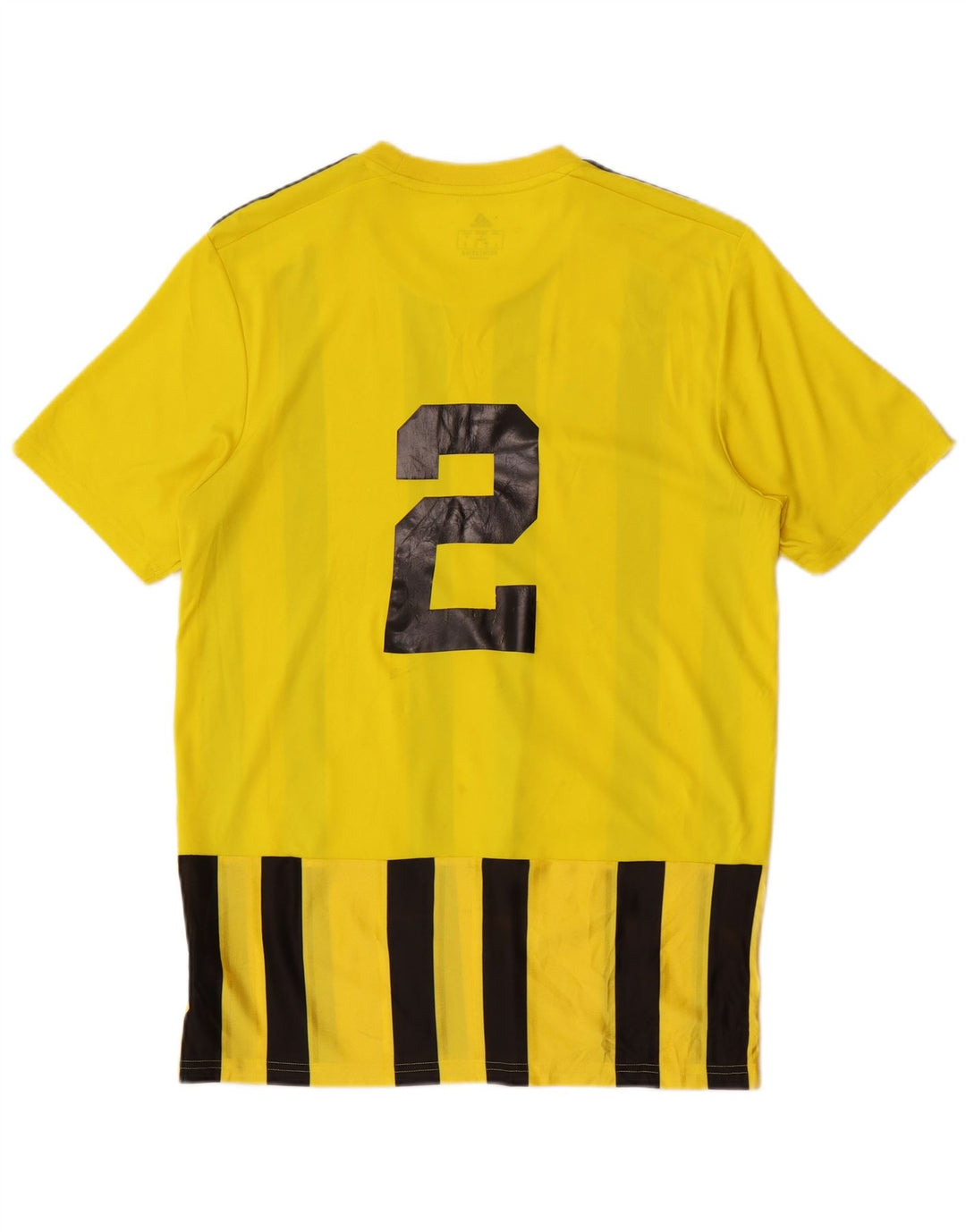 Adidas Mens Aeroready Graphic T-Shirt Top Medium Yellow Striped Polyester