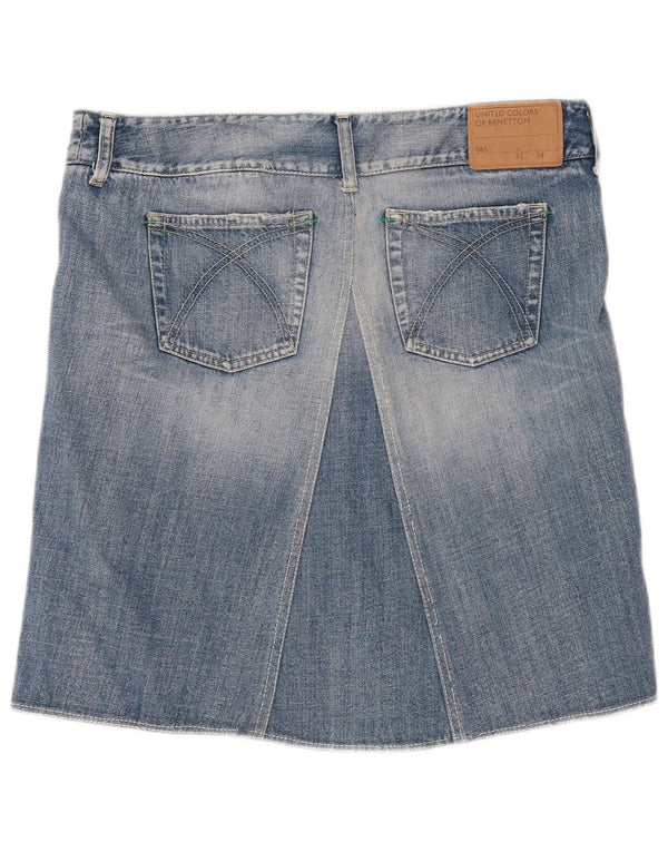 Gonna Benetton Donna Denim W32 Large Blu Cotone