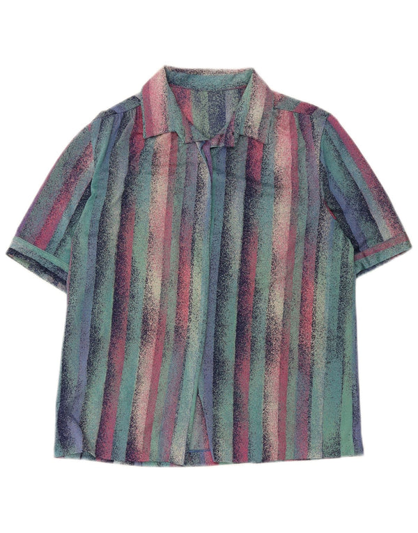 Vintage Damen Kurzarmshirt UK 12 Medium Mehrfarbig gestreift Retro