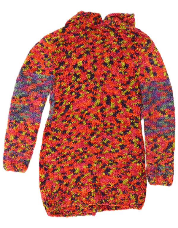 Vintage Damen Longline Cardigan Pullover UK 8 Klein Bunt Gefleckt